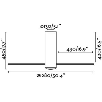 FARO 32033 - Ventilatore da soffitto TUBE FAN bianco/limpido d. 128 cm +telecomando