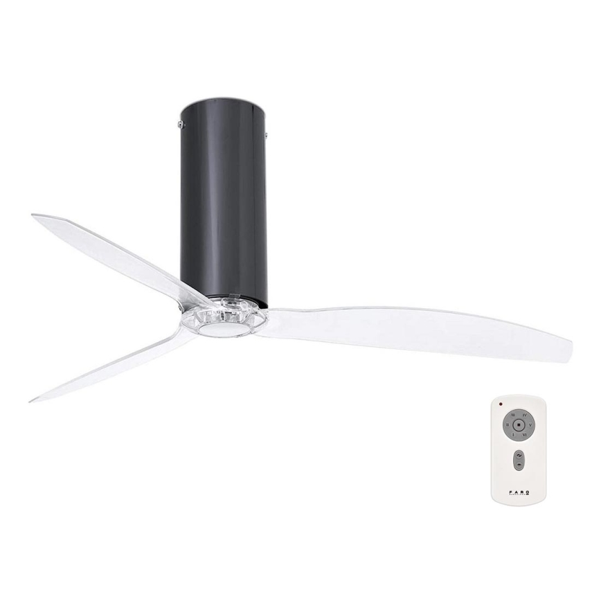 FARO 32035 - Ventilatore da soffitto TUBE FAN nero/limpido d.128 cm + telecomando