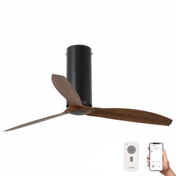 FARO 32037WP - Ventilatore da soffitto TUBE FAN M nero/marrone d. 128 cm SMART + telecomando