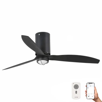 FARO 32043WP-10 - Plafoniera LED MINI TUBE FAN LED/16W/230V Wi-Fi nero + telecomando