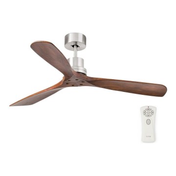 FARO 33370DC - Ventilatore da soffitto LANTAU marrone/cromo opaco d. 132cm  + telecomando