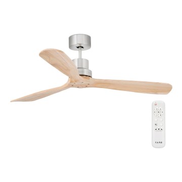 FARO 33373DC - Ventilatore da soffitto LANTAU legno/cromo opaco  d. 132cm + telecomando