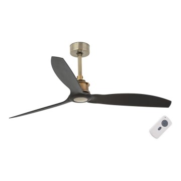 FARO 33417 - Ventilatore da soffitto JUST FAN nero/oro + telecomando