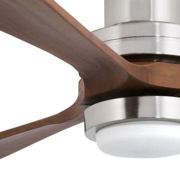 FARO 33463DC - Ventilatore da soffitto LANTAU LED/12W/230V legno/cromo opaco d. 168 cm + telecomando