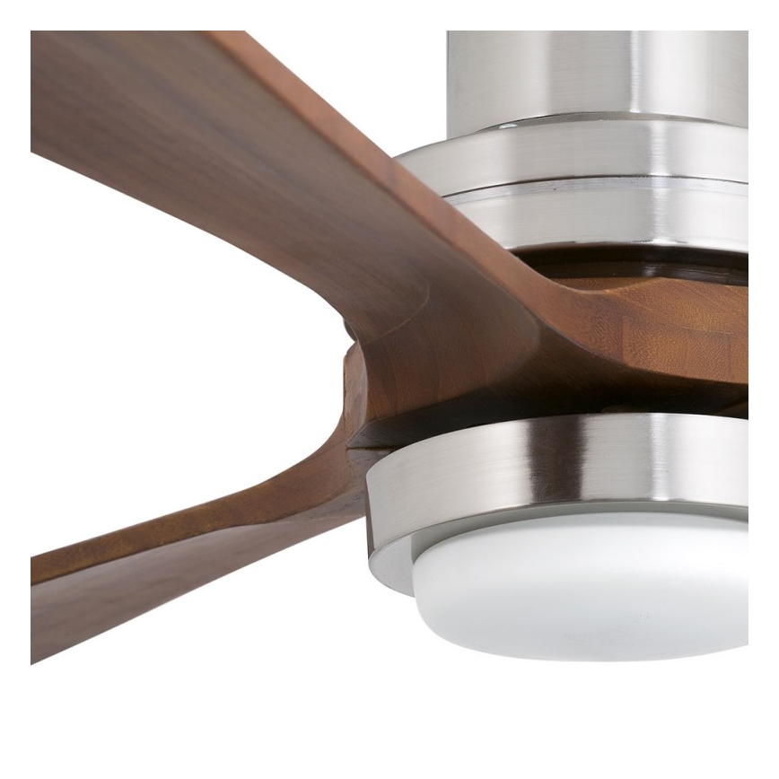 FARO 33463DC - Ventilatore da soffitto LANTAU LED/12W/230V legno/cromo opaco d. 168 cm + telecomando