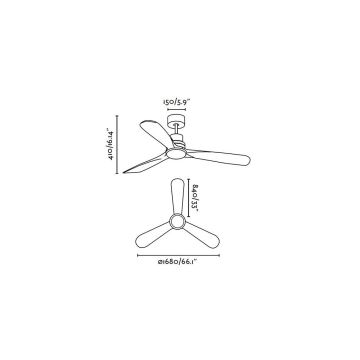 FARO 33463DC - Ventilatore da soffitto LANTAU LED/12W/230V legno/cromo opaco d. 168 cm + telecomando