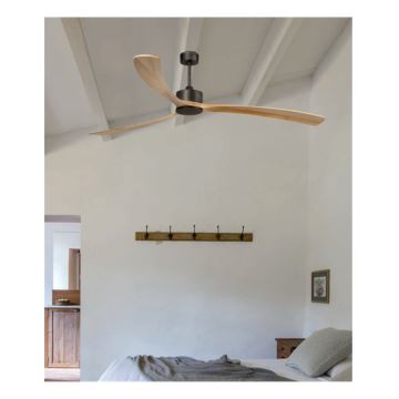 FARO 34200WPA - Ventilatore da soffitto KAUAI legno/nero Wi-Fi