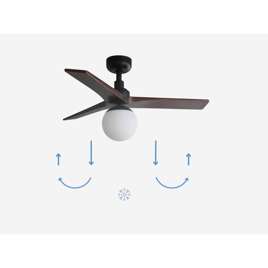 FARO 34278-11L - Ventilatore da soffitto KLIM S 1xE27/15W/230V legno/nero diametro 92,5 cm + telecomando