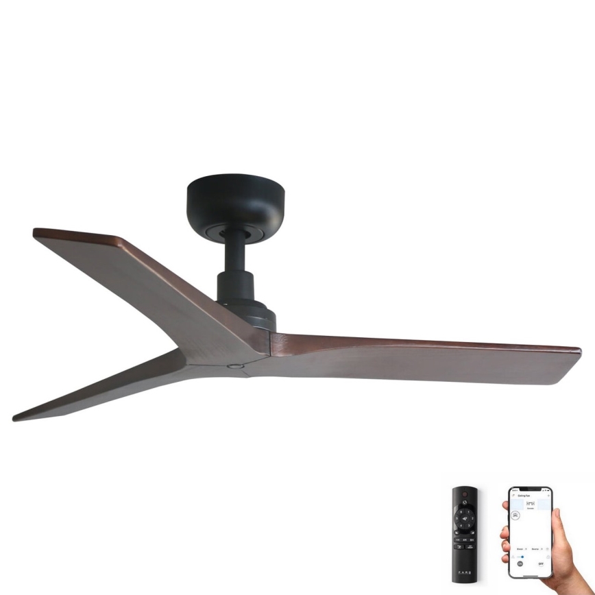 FARO 34278WP - Ventilatore da soffitto KLIM S legno/nero 92,5 cm + telecomando