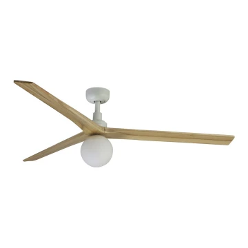 FARO 34279-11L - Ventilatore da soffitto KLIM L 1xE27/15W/230V legno/bianco diametro 150 cm + telecomando