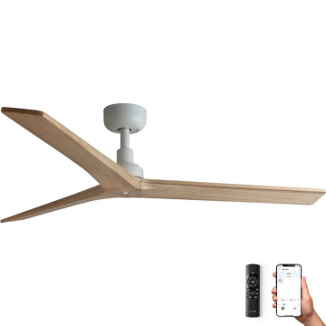 FARO 34280WP - Ventilatore da soffitto KLIM M legno/bianco diametro 125 cm + telecomando