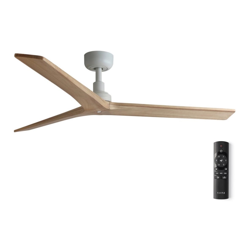 FARO 34280WP - Ventilatore da soffitto KLIM M legno/bianco diametro 125 cm + telecomando