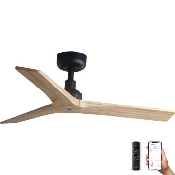 FARO 34284WP - Ventilatore da soffitto KLIM S legno/nero d. 92,5 cm SMART + telecomando