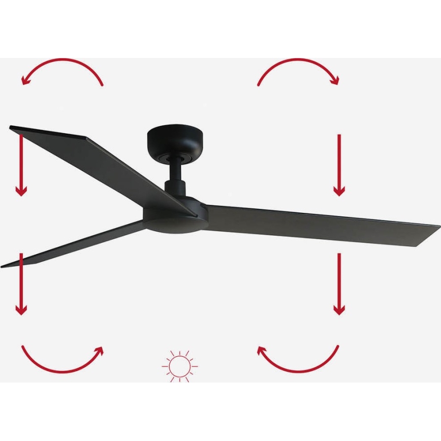 FARO 34298WP - Ventilatore da soffitto RUDDER L nero diametro 132 cm SMART + telecomando