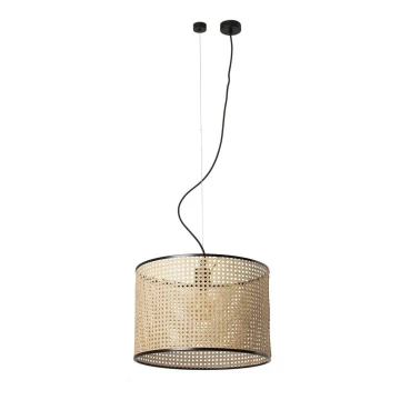 FARO 64314-49 - Lampadario su corda MAMBO 1xE27/15W/230V d. 45 cm rattan/nero