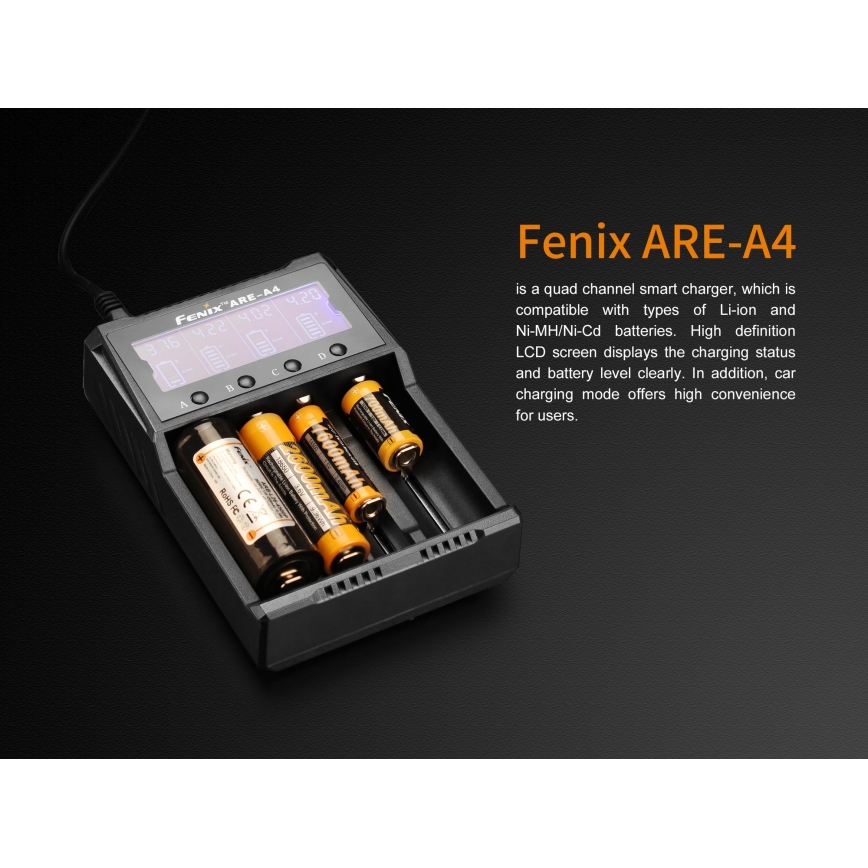 Fenix ​​​​FENAREA4 - Caricabatterie 4xLi-ion/AAA/AA/C 5V