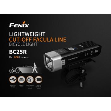 Fenix BC25R - Torcia per bici LED ricaricabile LED/USB IP66