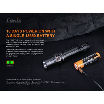 Fenix PD35V30 - Torcia LED ricaricabile LED/2xCR123A IP68