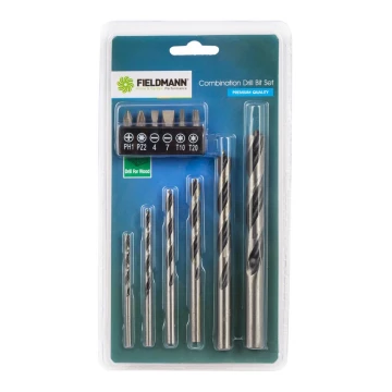 Fieldmann - Set di punte per legno + punte 12 pz cromo