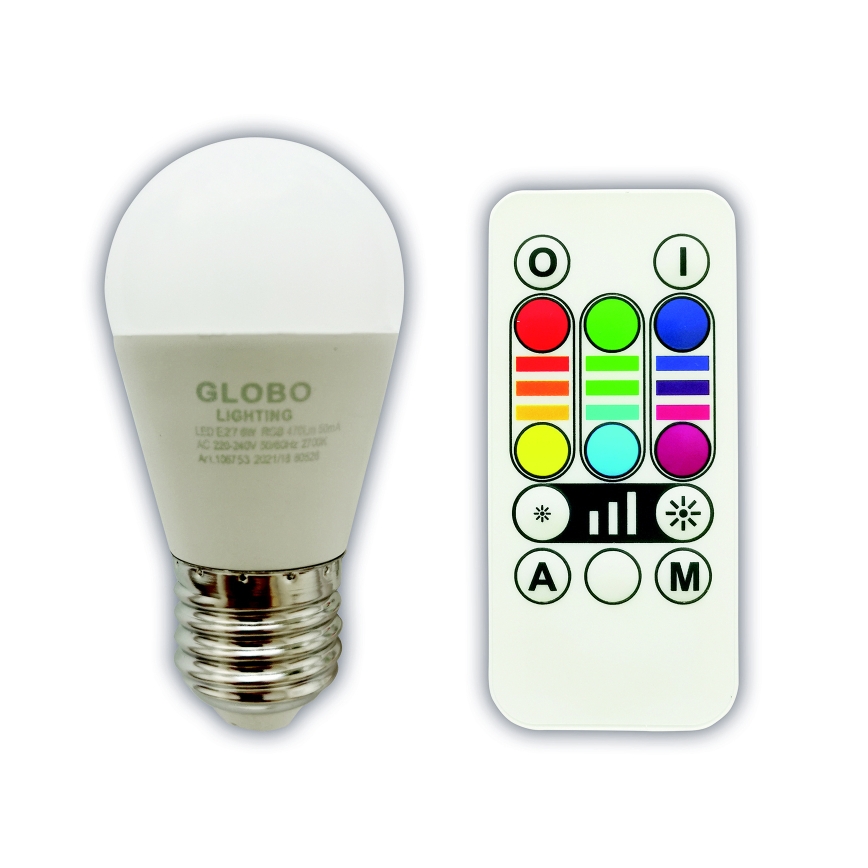 Globo - Lampadina LED RGBW dimmerabile E27/6W/230V 3000K + telecomando