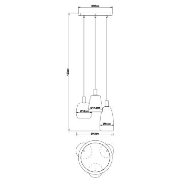 Globo - Lampadario a sospensione con filo 3xE14/40W/230V ottone