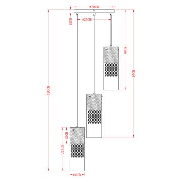 Globo - Lampadario a sospensione con filo 3xE27/60W/230V