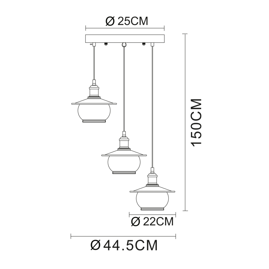 Globo - Lampada a sospensione 3xE27/60W/230V