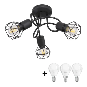 Globo - Lampadario a plafone LED 3xE14/5W/230V nero