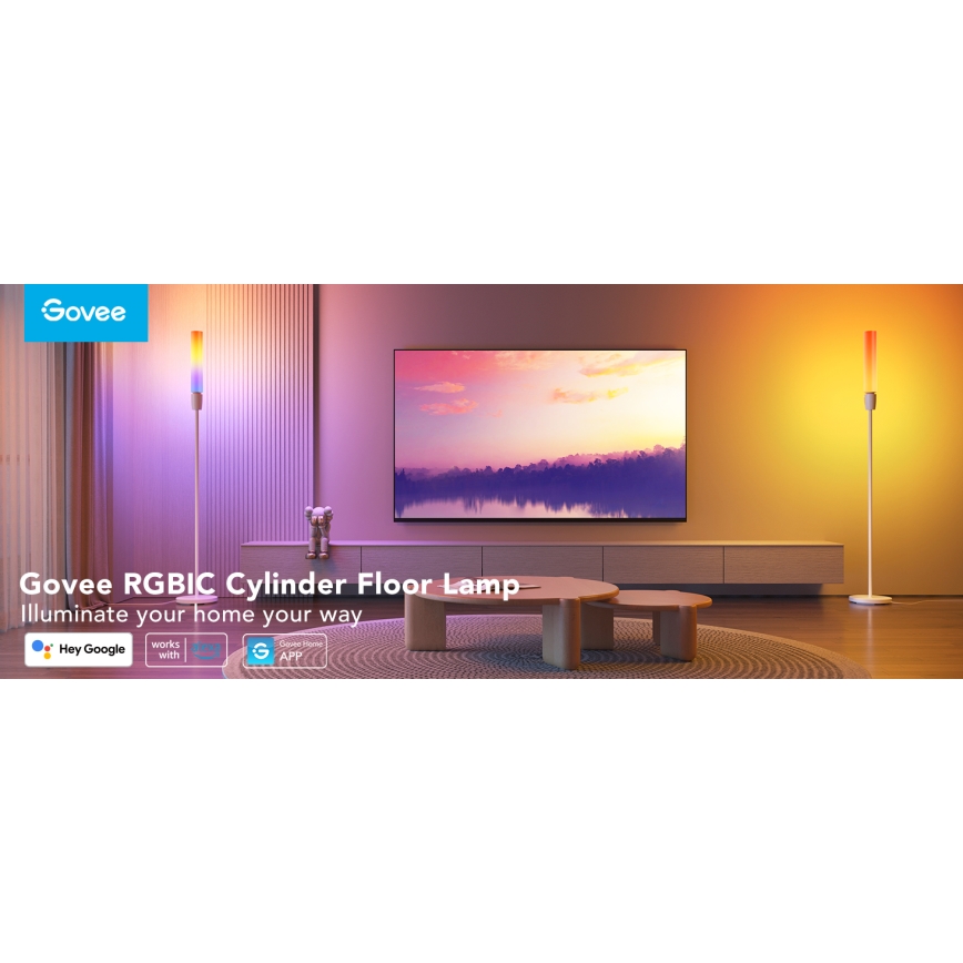 Govee - Lampada da terra dimmerabile a LED CYLINDER SMART RGBICWW 2200-6500K