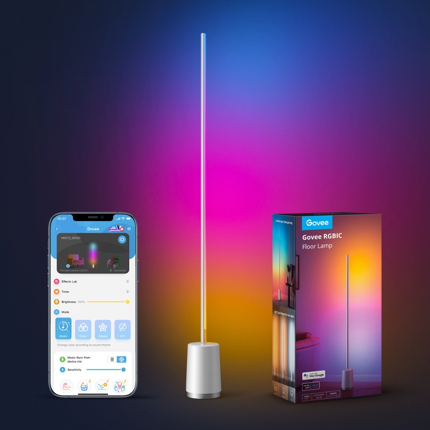 Govee - Lampada da terra dimmerabile a LED Lyra Smart RGBICWW 2200-6500K Wi-Fi + telecomando