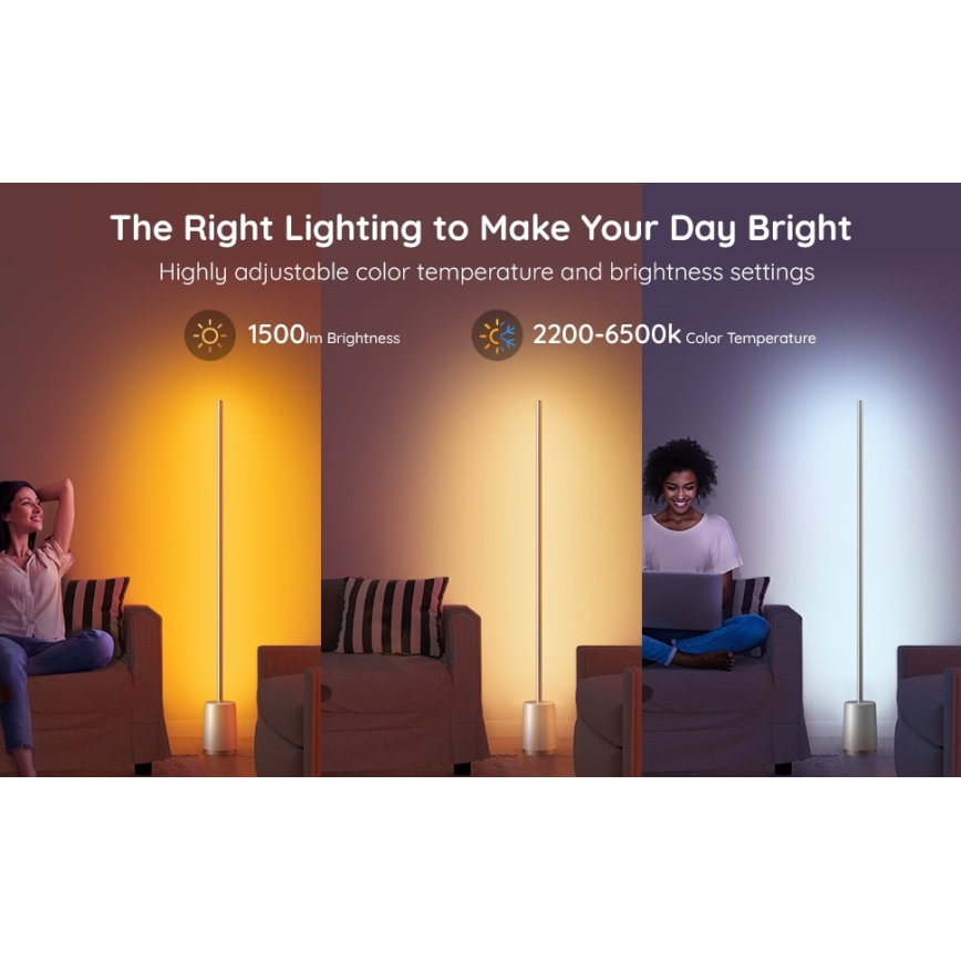 Govee - Lampada da terra dimmerabile a LED Lyra Smart RGBICWW 2200-6500K Wi-Fi + telecomando