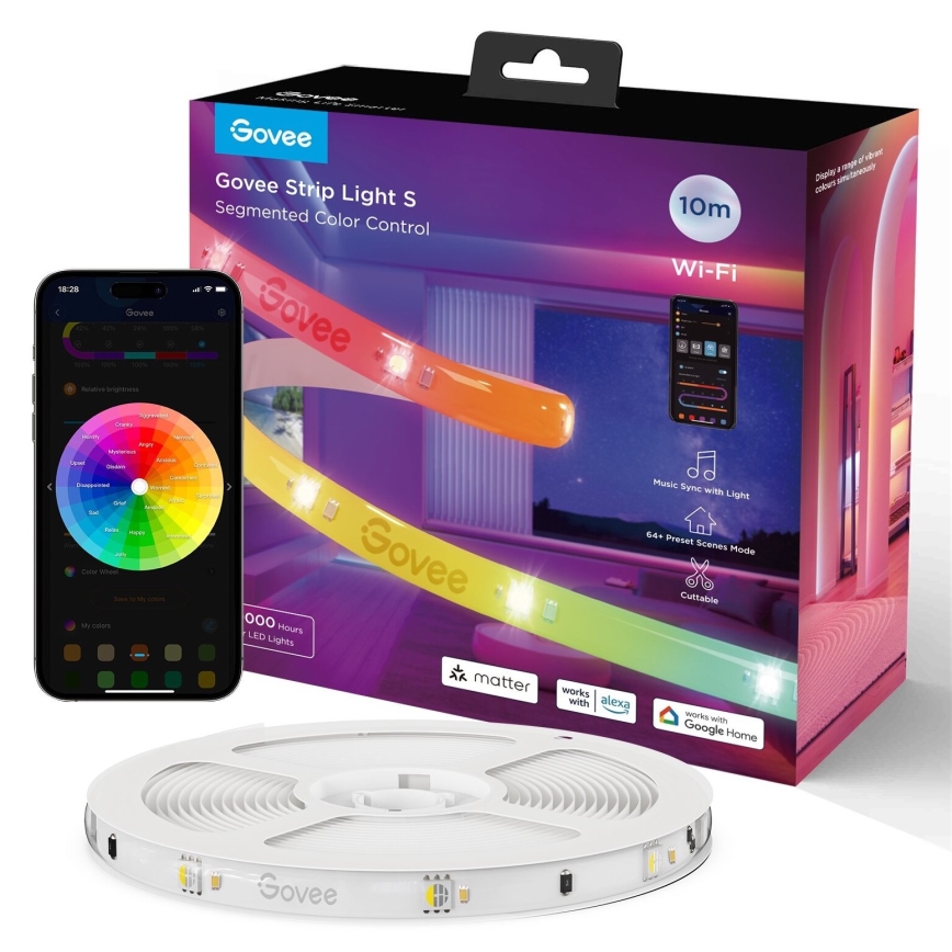 Govee - Wi-Fi RGBICW Smart PRO Striscia LED 10m MATTER - extra durevole