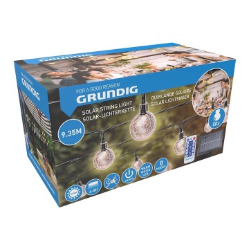 Grundig - LED Dimmerabile solare catena 50xLED/8 funzioni 9,35m bianco caldo + telecomando