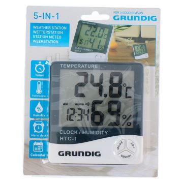 Grundig - Stazione meteo wireless con sveglia 1xAAA