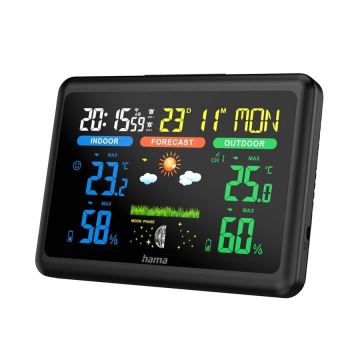 Hama - Stazione meteo con colorato VA display 2xAA nero