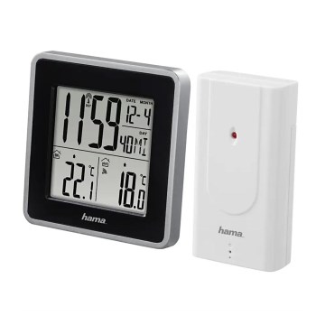 Hama - Stazione meteorologica con display LCD e sveglia 2xAA nero/grigio