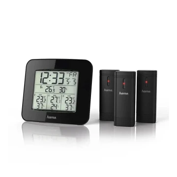 Hama - Stazione meteorologica con display LCD e sveglia 3xAAA + 3x sensore 2xAA