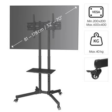 Hama - Supporto mobile da pavimento per TV 32-75" nero