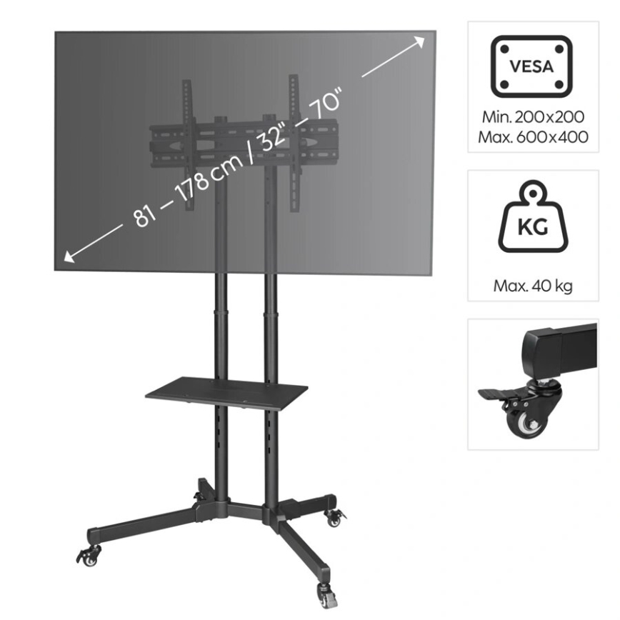 Hama - Supporto mobile da pavimento per TV 32-75" nero