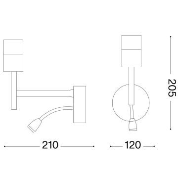 Ideal Lux - LED Lampada flessibile con supporto SET UP 1xE27/42W + LED/3W/230V CRI 90 USB cromo