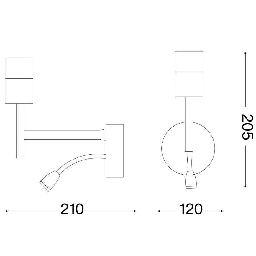 Ideal Lux - LED Lampada flessibile con supporto SET UP 1xE27/42W + LED/3W/230V CRI 90 USB cromo