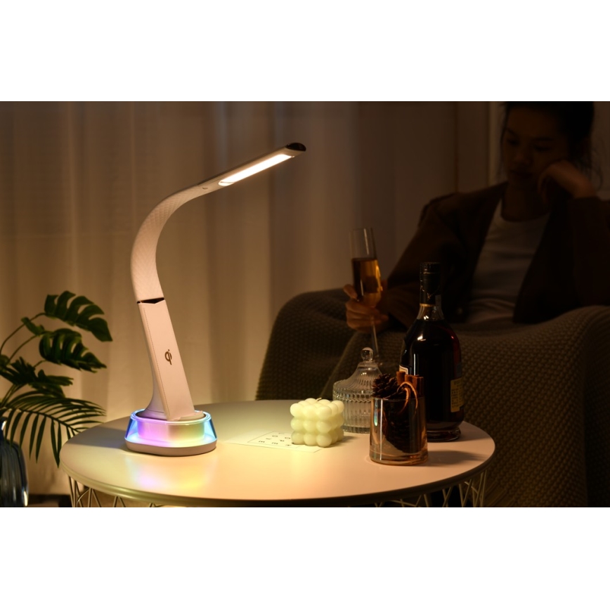 LED RGB Lampada da tavolo dimmerabile con ricarica wireless CORELLA LED/7W/12/230V bianco