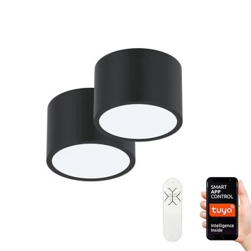 Immax Neo 07023L-15BD - Set 2x Plafoniera LED dimmerabile RONDATE nero 2xLED/12W/230V + telecomando Tuya