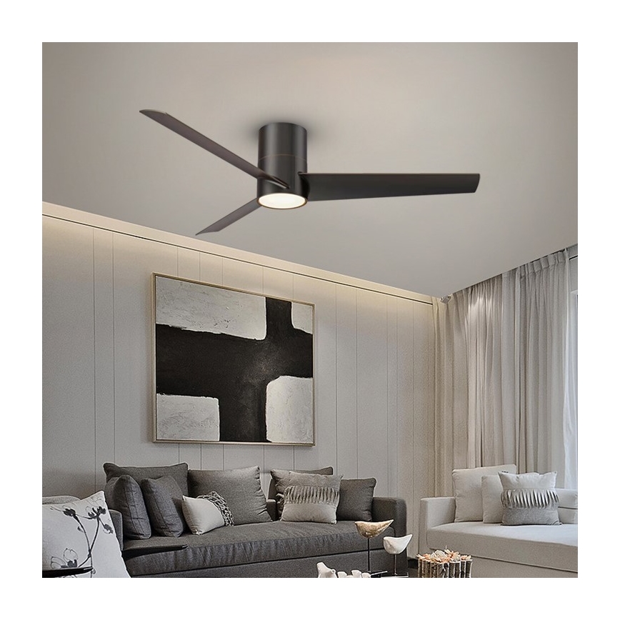 Immax NEO 07135-B - Ventilatore da soffitto dimmerabile a LED FRESH LED/18W/230V Wi-Fi Tuya nero + telecomando