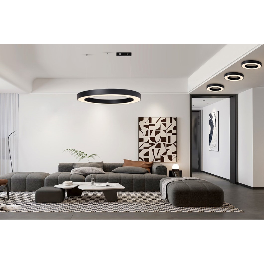 Immax NEO 07211L - Lampadario a sospensione con filo LED dimmerabile PASTEL LED/68W/230V 2700-6500K Tuya nero + telecomando