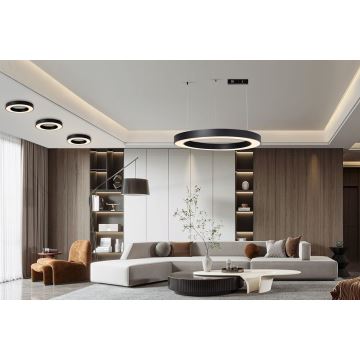 Immax NEO 07211L - Lampadario a sospensione con filo LED dimmerabile PASTEL LED/68W/230V 2700-6500K Tuya nero + telecomando