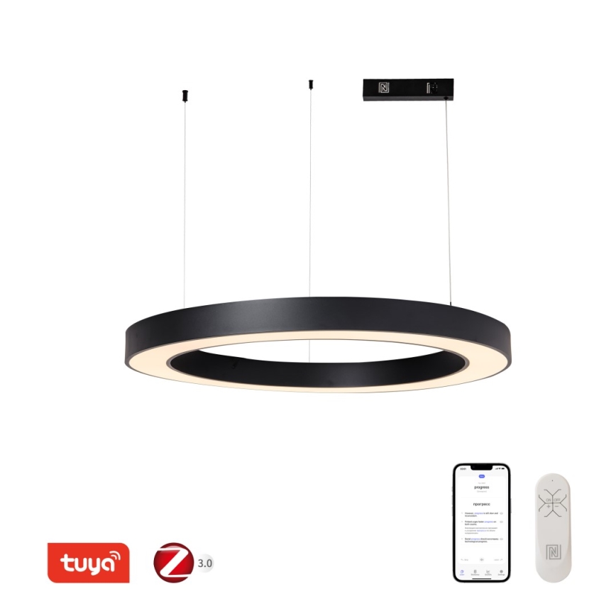 Immax NEO 07211L - Lampadario a sospensione con filo LED dimmerabile PASTEL LED/68W/230V 2700-6500K Tuya nero + telecomando