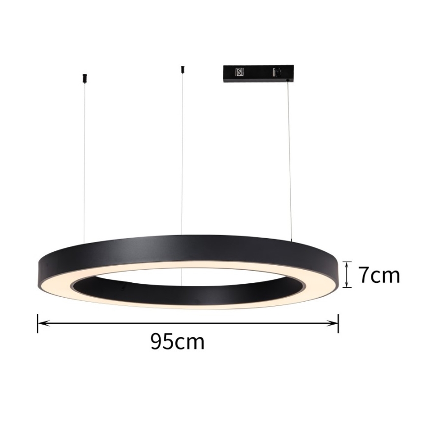 Immax NEO 07211L - Lampadario a sospensione con filo LED dimmerabile PASTEL LED/68W/230V 2700-6500K Tuya nero + telecomando