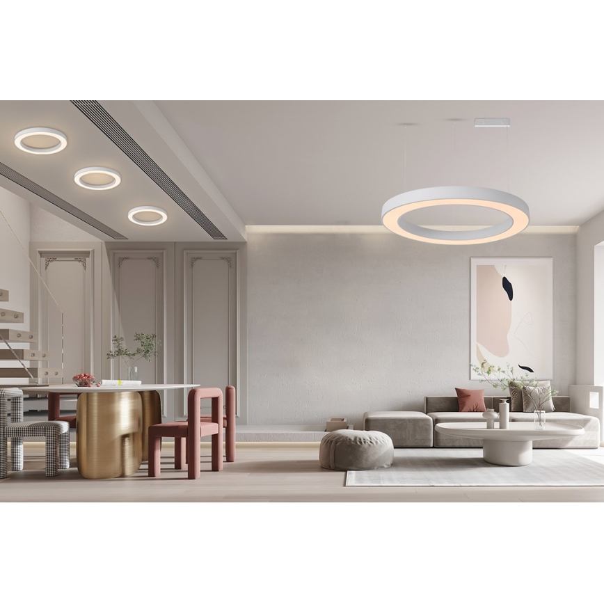 Immax NEO 07214L - Lampadario a sospensione con filo LED dimmerabile PASTEL LED/68W/230V 2700-6500K bianco 95 cm Tuya + telecomando