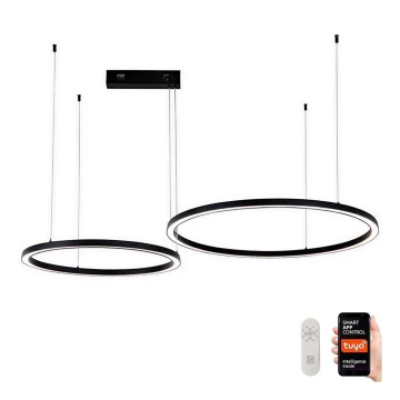 Immax NEO 07216L - Lampadario a sospensione con filo LED dimmerabile FINO LED/93W/230V 60/80cm nero Tuya + telecomando